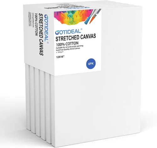 Miniatura 14 de GOTIDEAL Lienzo estirado, 11 x 14 pulgadas, juego de 7 unidades, blanco imprimado, 100% algodón, para pintar, verter acrílico, pintura al óleo