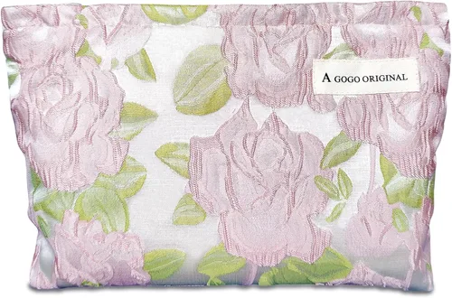 Miniatura 56 de STARDW Bolsa de maquillaje estética floral para mujeres y niñas, bolsa de aseo de viaje con cremallera de gran capacidad, bolsa organizadora