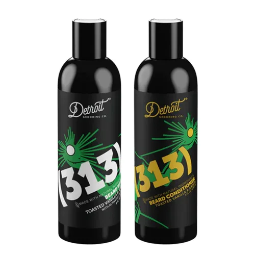 Detroit Grooming Co. Acondicionador de barba y barba - Kit para hombre - Suaviza, fortalece, hidrata, infundida con aceite de argán, extracto de