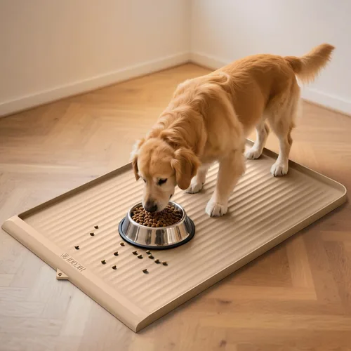 Miniatura 9 de Tapete de comida para perros de 36" x 24", tapete impermeable para alimentación de mascotas con ranuras de desviación y bordes elevados, tapete Negro
