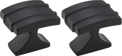 Miniatura 26 de Amerock Pomo de gabinete Negro mate 1-1/2 pulgadas (1.496 in) de longitud Davenport paquete de 1 unidad Pomo de cajón Herrajes