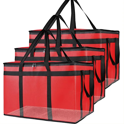 Miniatura 15 de Bodaon Paquete de 3 bolsas aisladas para entrega de alimentos, bolsas enfriadoras de pizza XXXL, bolsa de entrega de viaje compartido, soporte