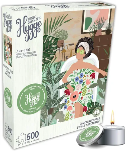 Miniatura 20 de Rompecabezas de 500 piezas para adultos Colección Hygge Gato en la Ventana Rhi James Tablero Azul y Vela de KI Puzzles