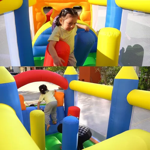 Miniatura 5 de HuaKastro Casa inflable extendida de 20.5 pies de largo para carreras de obstáculos para niños, fiesta de Pascua, con varios obstáculos: túnel