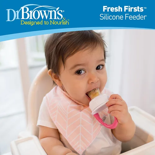 Miniatura 5 de Dr. Brown's Fresh First - Comedero de silicona, rosa y gris, 2 unidades Rosado y gris