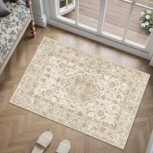 Miniatura 49 de PureCozy - Alfombra de área beige de 8 x 10, lavable, vintage, alfombra para sala de estar, dormitorio, gran alfombra suave retro de pelo bajo