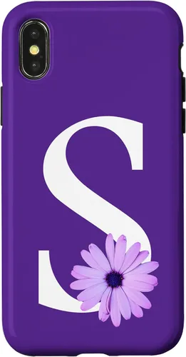 Miniatura 4 de Funda para iPhone 15 Purple Daisy Flower Monogram Letter S para mujer