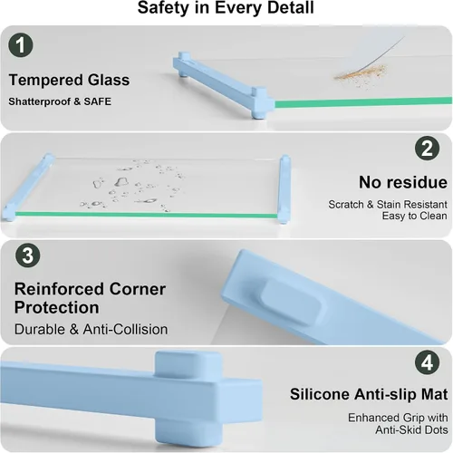 Miniatura 5 de 2 piezas de tabla de cortar de vidrio con agarre de silicona, 80% más resistente a las roturas y antideslizante, sin arañazos/libre