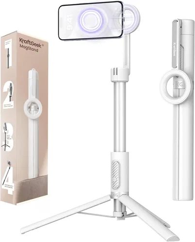 Miniatura 7 de KraftGeek Trípode magnético para teléfono con MagSafe para iPhone, trípode de 64 pulgadas con soporte para selfie y grabación de video, vlogging
