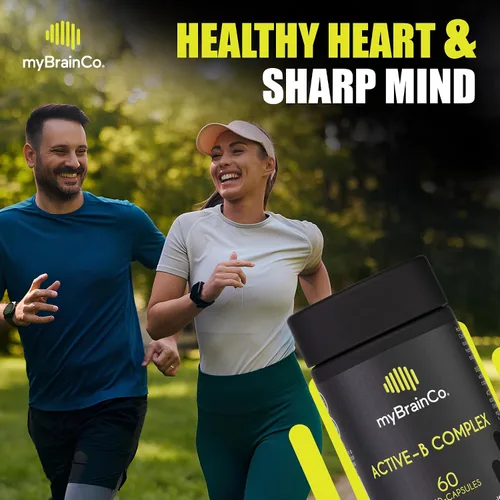Miniatura 7 de myBrainCo. Complejo Active-B – Suplemento de vitamina B activada de alta resistencia con folato B2, B6, B12 y metilo – Apoya la energía, la función
