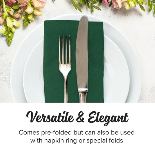 Miniatura 2 de SimuLinen Servilletas desechables de lino verde esmeralda con tacto de lino verde oscuro, servilletas de boda similares a tela, 16 x 16 pulgadas