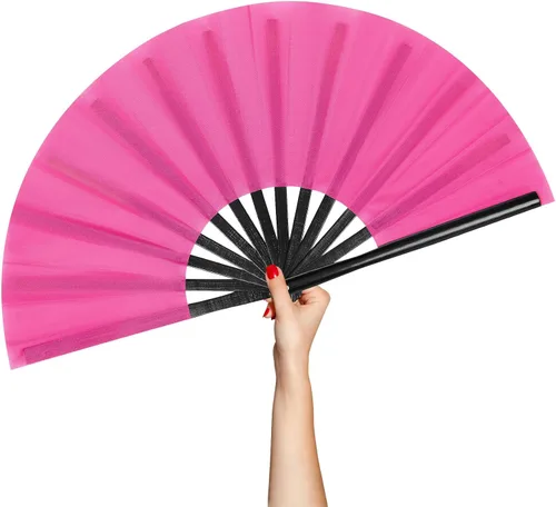Miniatura 9 de Rave Fan - Ventilador plegable grande para baile de línea, ventiladores plegables para baile, fiesta, al aire libre, decoración (negro)