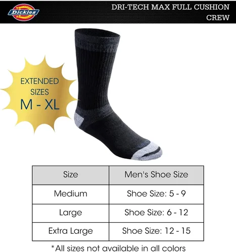 Miniatura 3 de Dickies Dri-tech Moisture Control Max - Calcetines para hombre, paquete múltiple