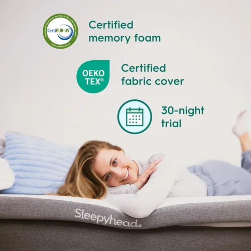 Miniatura 7 de Sleepyhead - Cubrecolchón matrimonial de 3 pulgadas, de espuma viscoelástica con infusión de gel con funda lavable, esencial para dormitorio