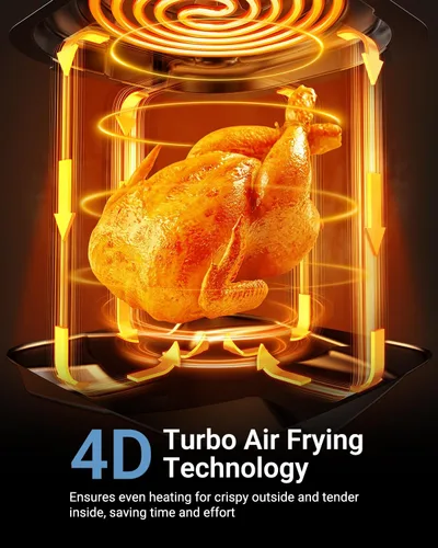 Miniatura 3 de Bear Freidora de aire de 6.3 cuartos de galón con pantalla táctil inteligente a color, tecnología Turbo Crisp 4D, ventana transparente y función