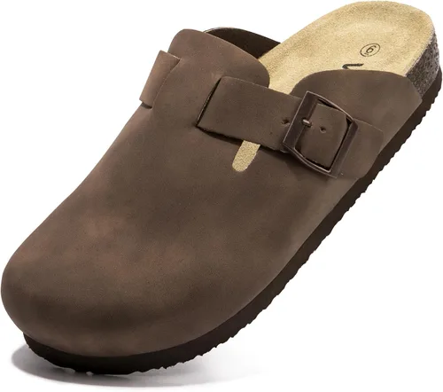 Miniatura 8 de Zuecos de ante con plantilla de corcho, sandalias de patata, mules de confort con soporte de arco, chanclas cómodas de slip on