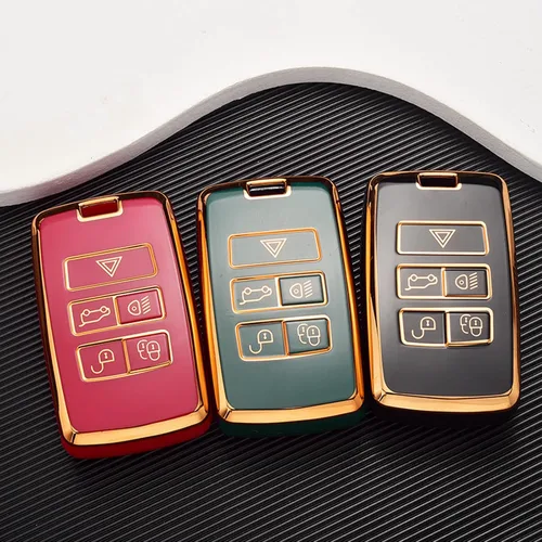 Miniatura 8 de SANRILY Funda para llavero de TPU con borde dorado para Land Range Rover Discovery Rover Sport 2018 2019 y Jaguar XF 2021, accesorios para llaves