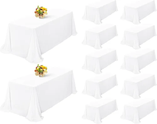 Miniatura 36 de Showgeous Paquete de 4 manteles rectangulares de poliéster de 60 x 102 pulgadas, resistentes a las arrugas, lavables, para bodas, mesas de comedor