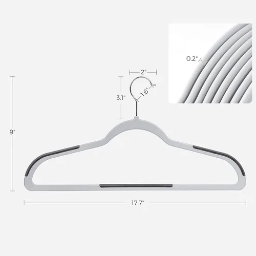 Miniatura 6 de SONGMICS Perchas para Abrigos, Paquete de 100 Perchas de Plástico para Abrigos, que Ahorran Espacio, Gris Claro y Gris Oscuro UCRP050G100 Gris claro