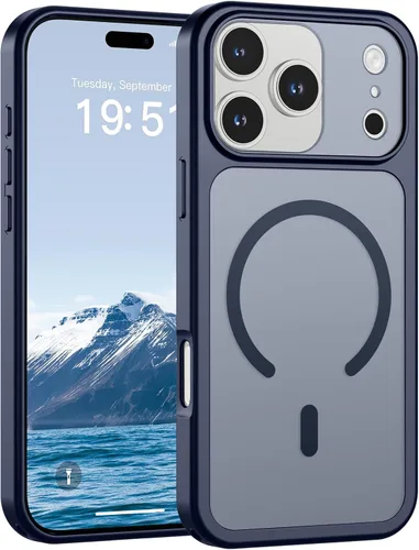 Miniatura 48 de SUPFINE Funda magnética para iPhone 11 Pro Max (compatible con MagSafe) (protección contra caídas de grado militar), delgada, translúcida mate, a