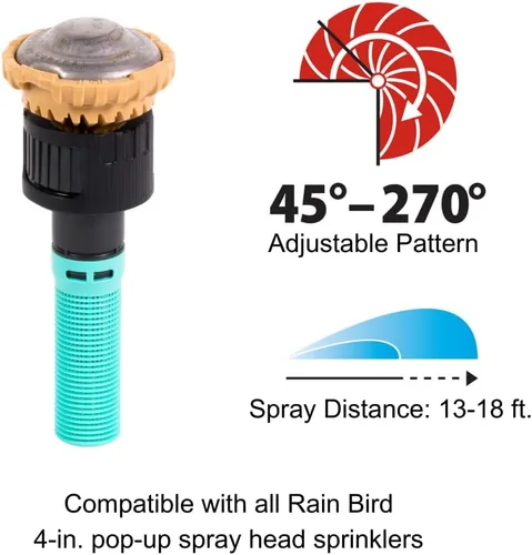 Miniatura 2 de Rain Bird 18RNVAPRO Boquilla de pulverización rotativa profesional de alta eficiencia, patrón ajustable a mano de 45° a 270°, distancia
