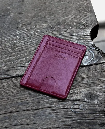 Miniatura 4 de Buffway - Billetera delgada minimalista de cuero con protección RFID para hombre y mujer
