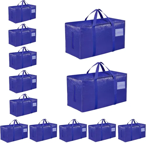 Miniatura 45 de Paquete de 4 bolsas de mudanza extra grandes y resistentes, bolsas de almacenamiento impermeables con asas y cremalleras, plegables para dormitorio