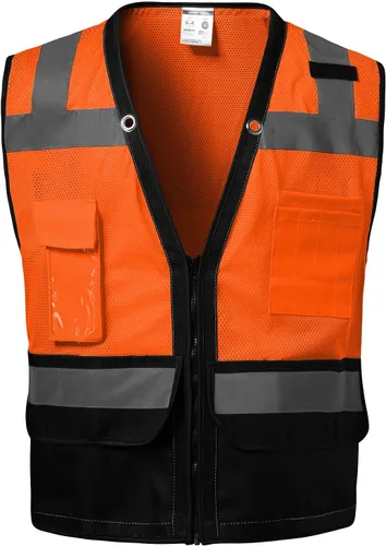 Miniatura 9 de Chaleco de seguridad clase 2 de alta visibilidad con 9 bolsillos, chaleco Hi Vis con tiras reflectantes de 2 pulgadas de ancho, chaleco de seguridad
