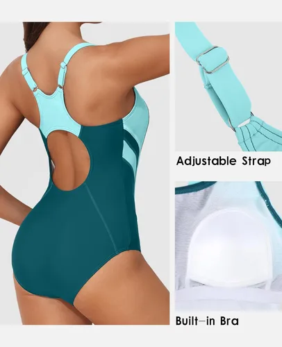 Miniatura 3 de beautyin Trajes de baño deportivos de una pieza para mujer, con control de abdomen, adelgazantes, trajes de baño deportivos