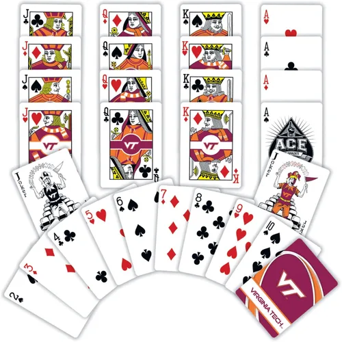 Miniatura 2 de MasterPieces Juegos Familiares - Baraja de Cartas NCAA Virginia Tech Hokies - Baraja de Cartas Oficialmente Autorizada para Adultos, Niños y Familia