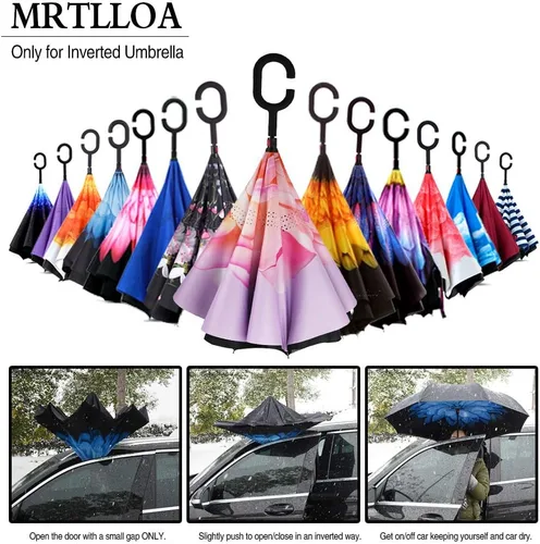 Miniatura 209 de MRTLLOA - Paraguas invertido de gran tamaño de 40/49/56 pulgadas - Sombrilla doble capa resistente al viento, con mango en forma de C y tamaño golf