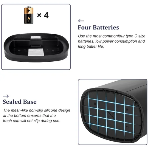 Miniatura 4 de Basurero de acero inoxidable automático sin tacto, con tapa para cocina, sala de estar, oficina, baño, sensor de movimiento electrónico sin contacto