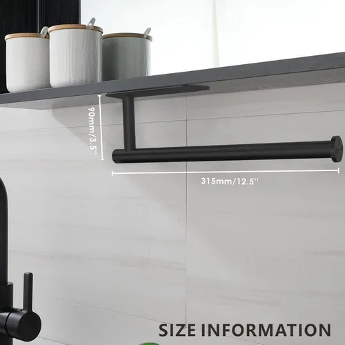 Miniatura 4 de Toallero de papel para debajo del gabinete, barra de toalla de papel para cocina, montaje en pared, autoadhesivo o perforación, acero inoxidable 304