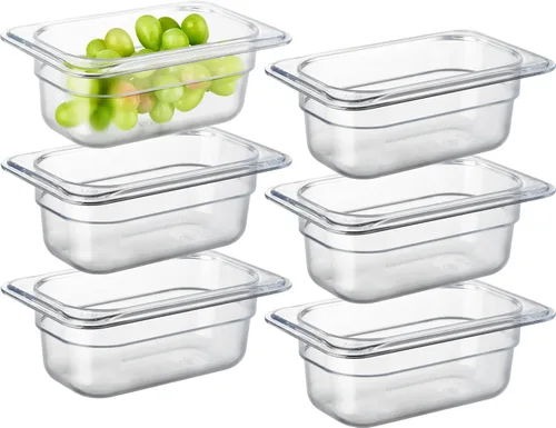 Miniatura 38 de CURTA Paquete de 6 bandejas de comida NSF, tamaño medio de 2 1/2 pulgadas de profundidad, plástico de policarbonato comercial transparente apto