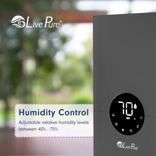 Miniatura 5 de LivePure Humidificador digital ultrasónico de llenado superior de niebla fría de 1.2 L (.3 galones) con pantalla LED, grafito
