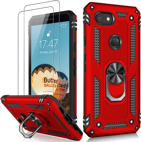 Miniatura 23 de LUMARKE Funda para Google Pixel 5 con protector de pantalla, pasa 16 pies, probada en caídas, grado militar, con soporte de anillo magnético, Rojo