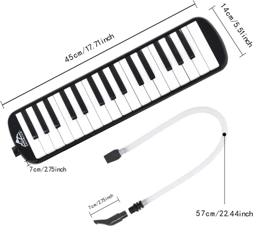 Miniatura 2 de EASTROCK Instrumento de Melodica de 32 Teclas, Piano de Teclado de Aire, Melodica Soprano con 2 Juegos de Boquillas y Tubos, Bolsa de Transporte