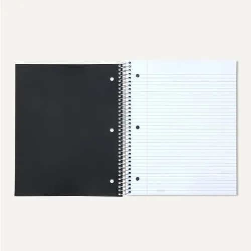 Miniatura 4 de Amazon Basics Cuaderno en espiral con líneas universitarias, 3 materias, 150 hojas, 8.5 x 11 pulgadas, Negro