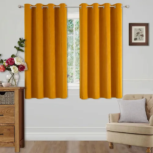 Miniatura 22 de CUCRAF Cortinas opacas de terciopelo negro de 63 pulgadas de largo, con aislamiento térmico, reducción de ruido, bolsillo para barra, cortinas