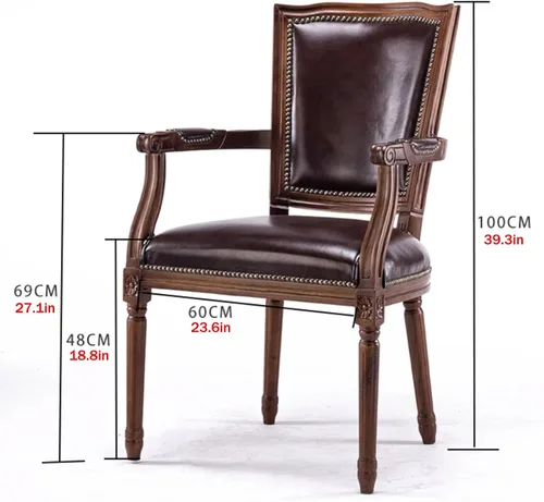 Miniatura 3 de Juego de 4 sillas de comedor de madera, silla de comedor rústica, sillas de comedor tapizadas con reposabrazos opcionales, silla de cocina para sala