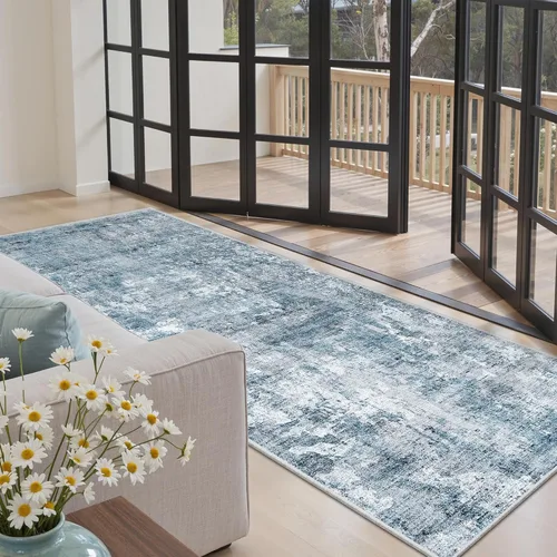 Miniatura 289 de Alfombra de pasillo Soalmost 2'6" x 10' lavable, alfombra antideslizante para cocina, baño, lavandería, alfombras vintage ultra delgadas para Beige