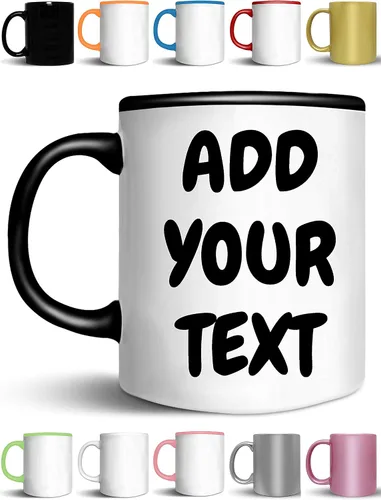 Miniatura 8 de Tazas de café personalizadas, añade tu nombre, texto o letras, tazas de cerámica personalizadas con varios colores y fuentes, taza con monograma
