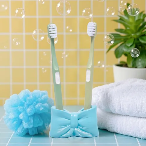 Miniatura 5 de Hodao Bowtie - Soporte para cepillos de dientes y bolígrafos para niños, bonito soporte de almacenamiento multifuncional de resina, organizador
