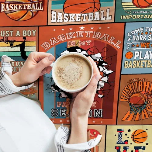 Miniatura 7 de Manta de regalo de baloncesto para niños, hombres y niñas, juego de pelota deportiva con la frase "Basketball Is My Favorite Season", 40 x 50 El