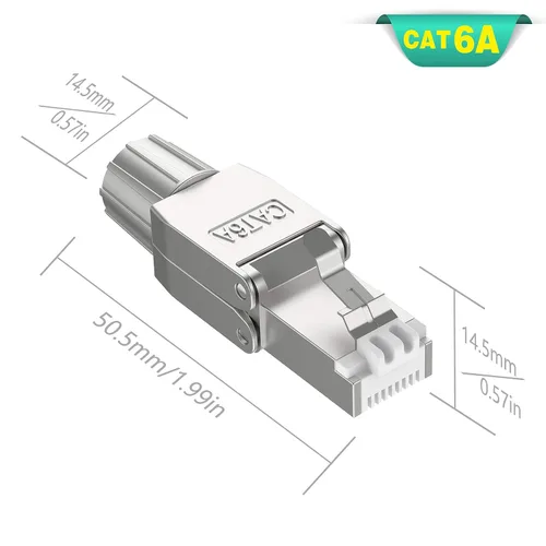 Miniatura 2 de VCELINK Conectores RJ45 Cat6A sin herramientas, tapones de terminación Ethernet blindados reutilizables para cable SFTP UTP de 23 AWG, enchufe