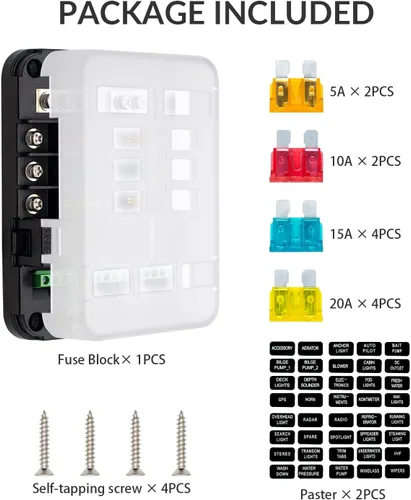 Miniatura 5 de WUPP Bloque de fusibles de 12 V con relé, caja de fusibles de 6 circuitos automotrices con interfaz Acc, bloque de fusibles universal y kit de relé