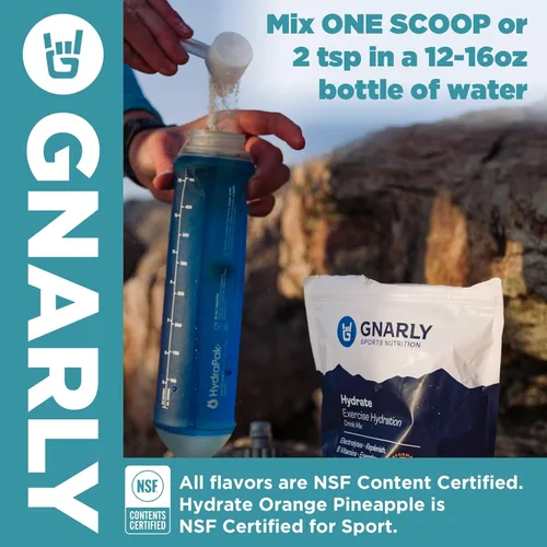 Miniatura 6 de Gnarly Nutrition Hydrate Electrolyte Powder - Mezcla de bebida hidratante para ejercicio de piña colada - Contenido NSF certificado - Solución