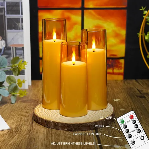 Miniatura 3 de kakoya Velas parpadeantes sin llama que funcionan con pilas con control remoto y temporizador de 2/4/6/8 horas, velas LED de acrílico, paquete de 9