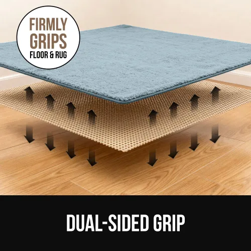 Miniatura 3 de GORILLA GRIP® Almohadilla de agarre gruesa de doble cara para suelos de madera dura, transpirable, antideslizante y antideslizante debajo de la Beige