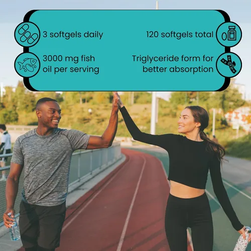Miniatura 4 de BIO NUTRI Suplementos de aceite de pescado Omega 3 - 3000 mg de aceite de pescado con EPA DHA - Soporte de ácidos grasos Omega 3 - 120 cápsulas